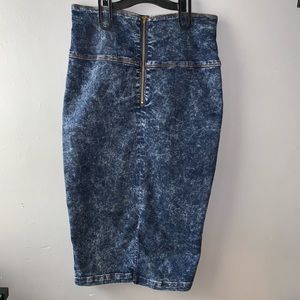 High Waisted Acid Wash jeans Pencil Skirt